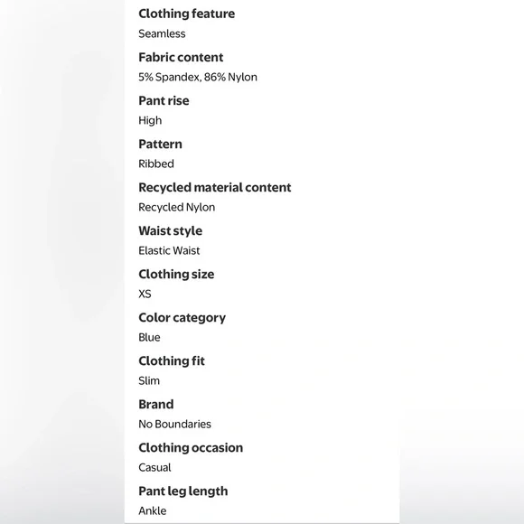 🔴 3/$12 No Boundaries Women’s Light Blue Women's Ribbed Seamless Leggings! NWT! - Picture 5 of 9